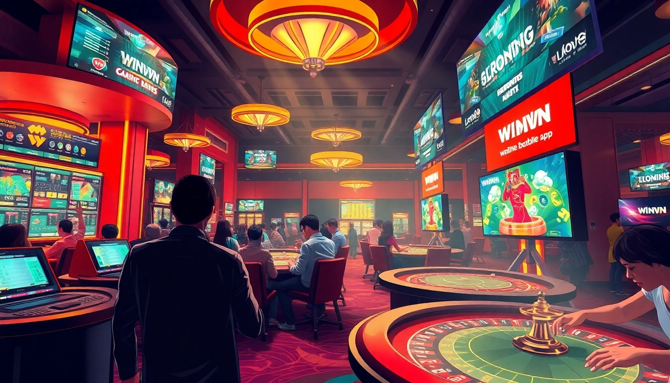 Experience the excitement of online gambling with WINVN88, showcasing vibrant casino games and sports betting.
