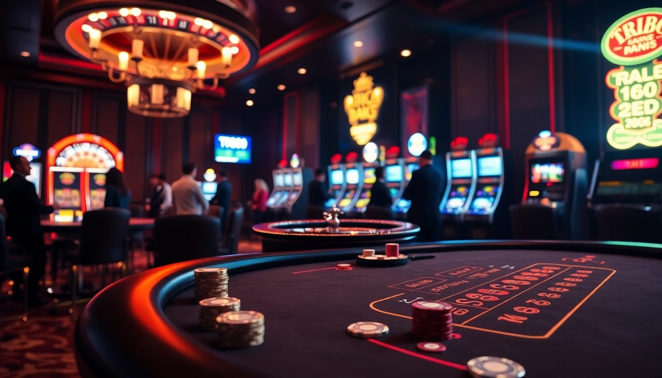 Experience the excitement at tr88 with a lively casino scene featuring blackjack and roulette.