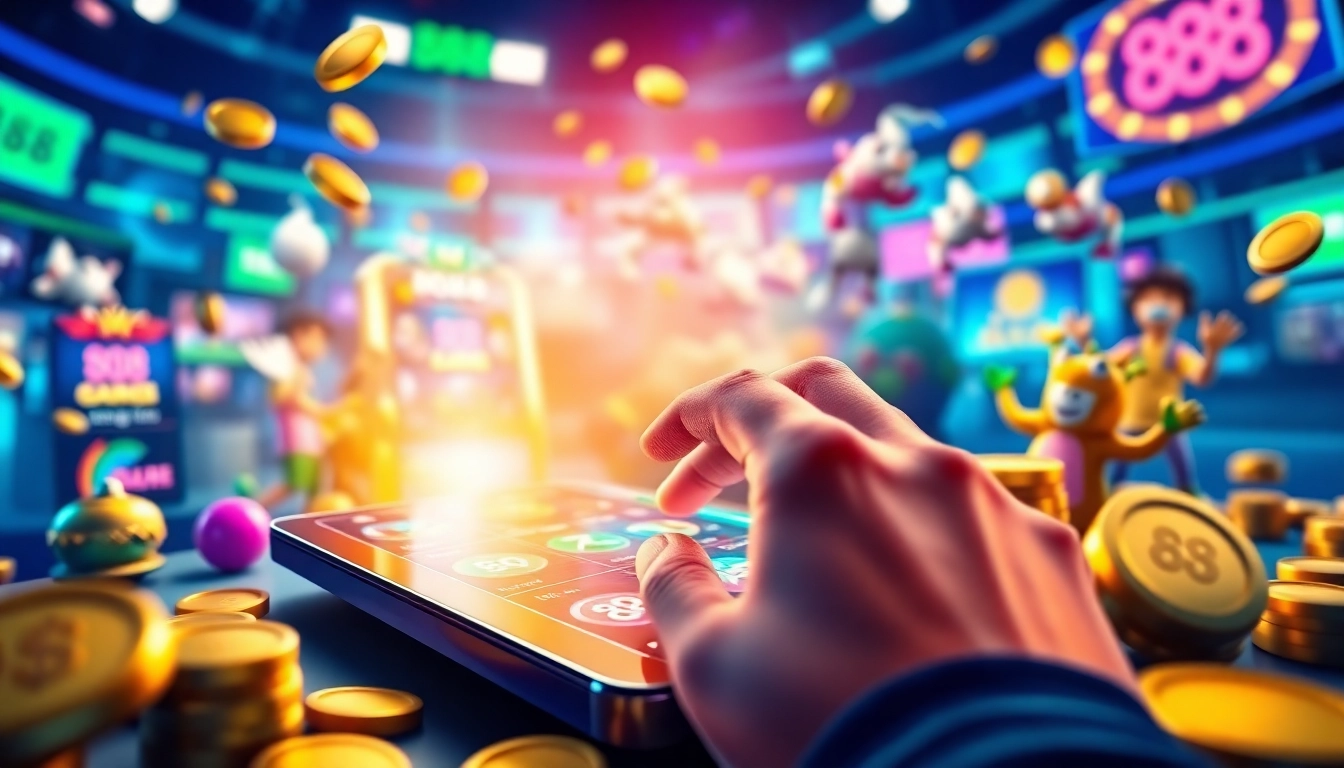 Interactive gaming scene highlighting the exciting offerings of 888b.rodeo, showcasing vibrant icons and a sleek interface.