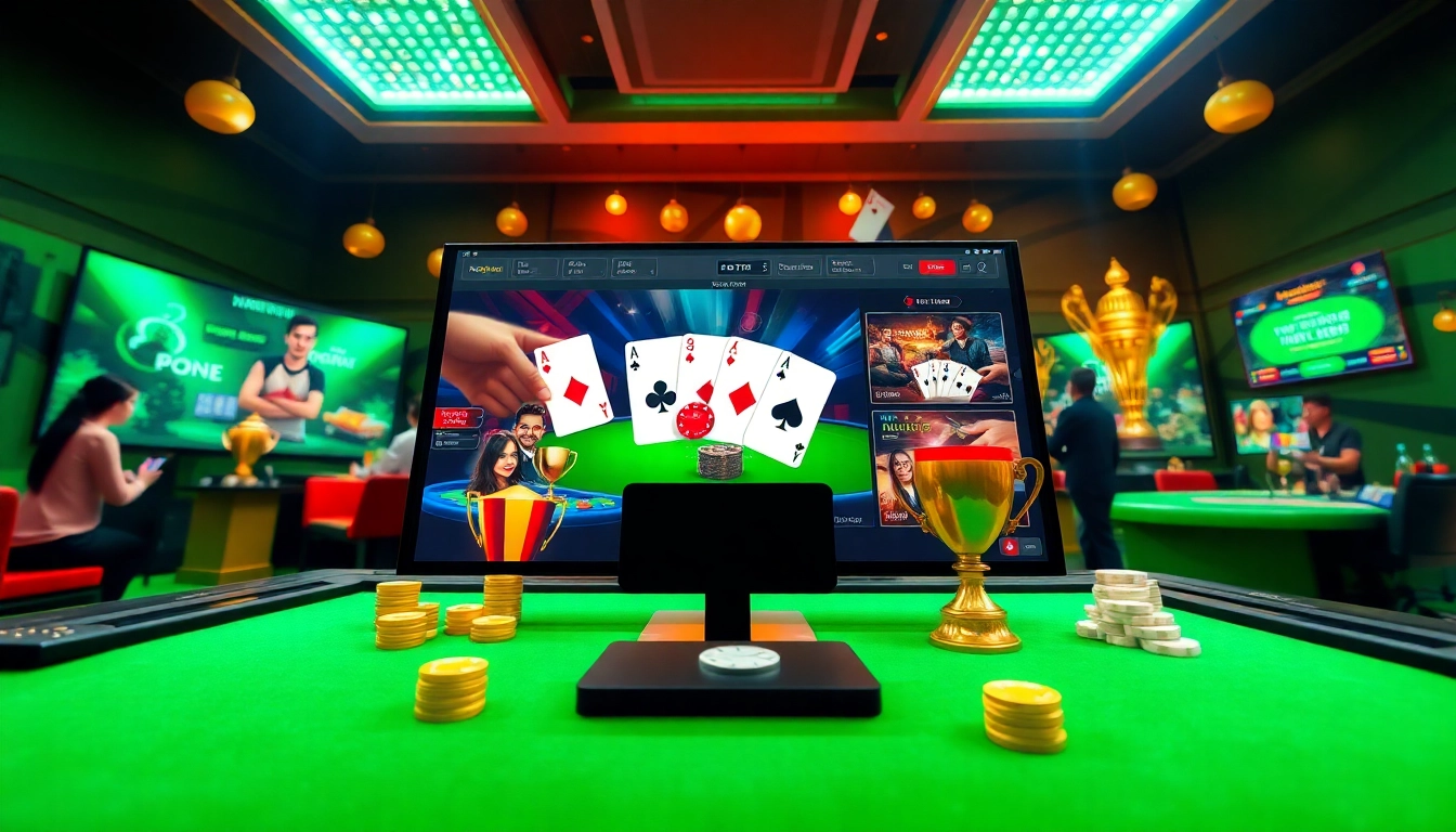 Dynamic online gaming atmosphere showcasing topgamebaidoithuong.mx card games.