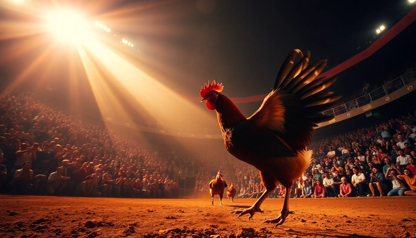 Experience the action at dagawin.live with vibrant live cockfighting scenes and excited spectators.