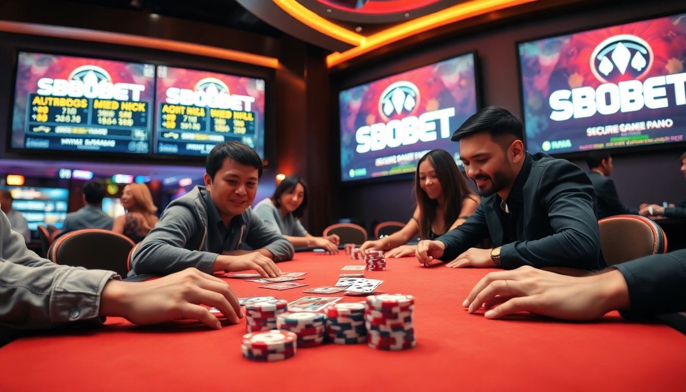Exciting poker game at SBOBET.dance, showcasing players engaged in thrilling online betting.