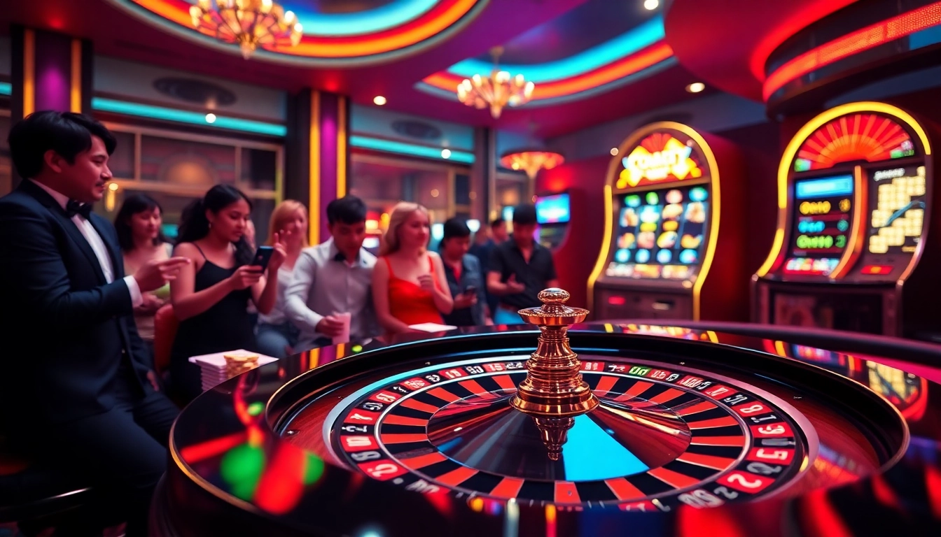 Experience the thrill of Nhà cái 88vv at a vibrant casino with roulette and poker chips.